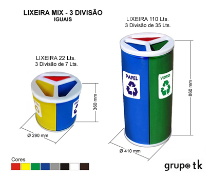 MIX - 3 DIVISÃO IGUAIS - VOLUME e DIMENSÕES